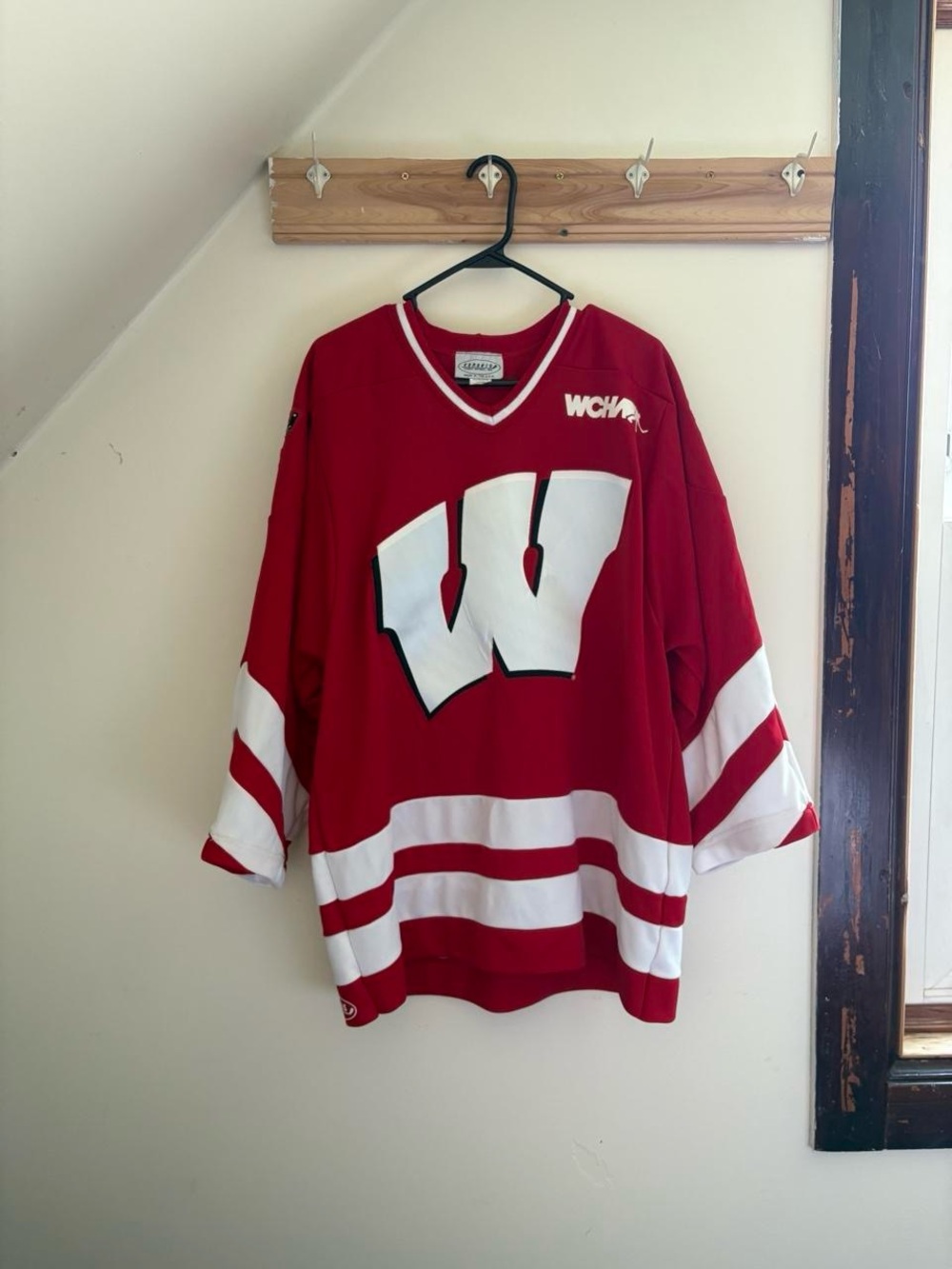 WCHA Wisconsin Hockey Jersey with White W Logo - Classic Team Pullover